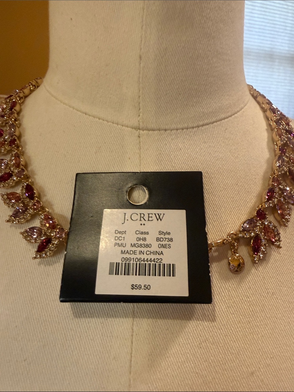 J. Crew Gold-Tone Necklace with Pink and Purple Stones - Picture 3 of 4